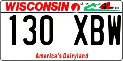 WI license plate 130XBW