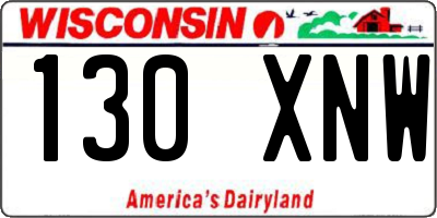 WI license plate 130XNW