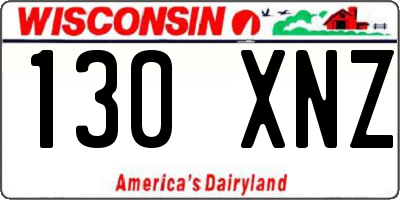 WI license plate 130XNZ