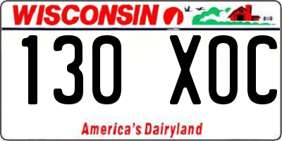 WI license plate 130XOC