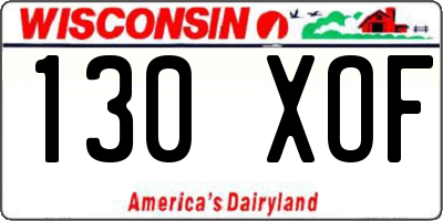 WI license plate 130XOF