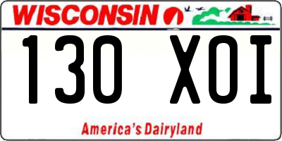 WI license plate 130XOI