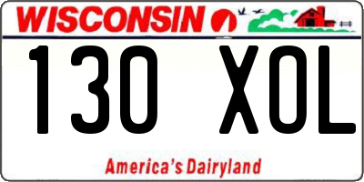 WI license plate 130XOL