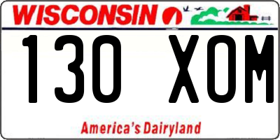 WI license plate 130XOM
