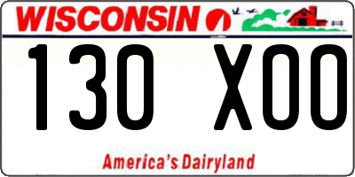 WI license plate 130XOO