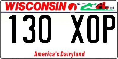 WI license plate 130XOP