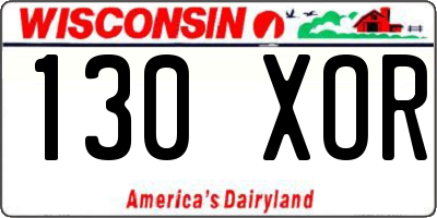 WI license plate 130XOR