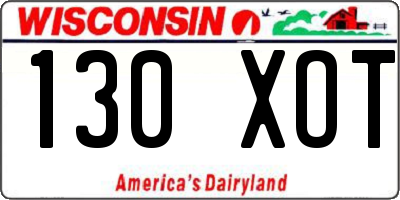 WI license plate 130XOT