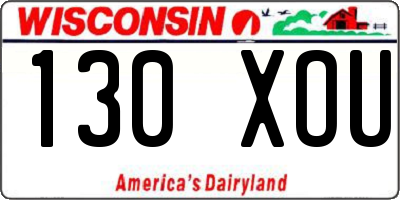 WI license plate 130XOU