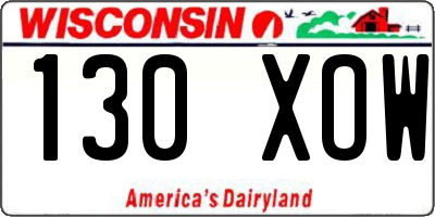 WI license plate 130XOW