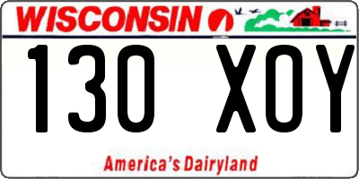WI license plate 130XOY