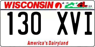 WI license plate 130XVI