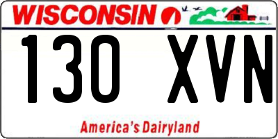 WI license plate 130XVN