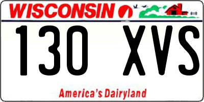 WI license plate 130XVS