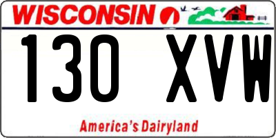 WI license plate 130XVW