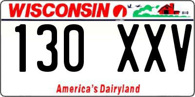 WI license plate 130XXV