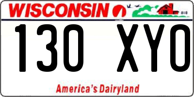 WI license plate 130XYO