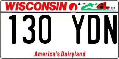 WI license plate 130YDN