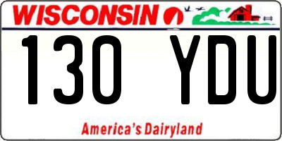 WI license plate 130YDU