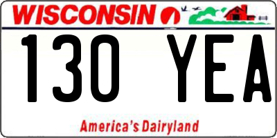 WI license plate 130YEA
