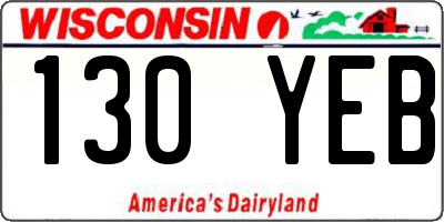 WI license plate 130YEB