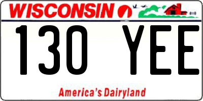 WI license plate 130YEE
