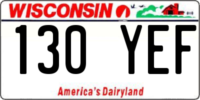 WI license plate 130YEF