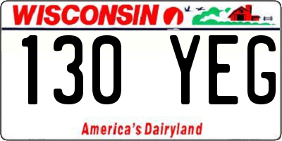 WI license plate 130YEG