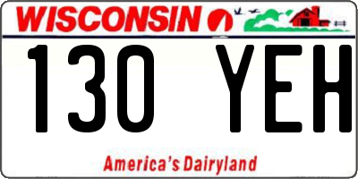 WI license plate 130YEH