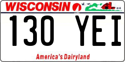 WI license plate 130YEI