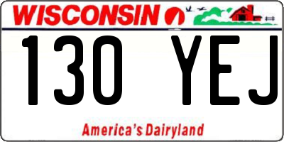 WI license plate 130YEJ