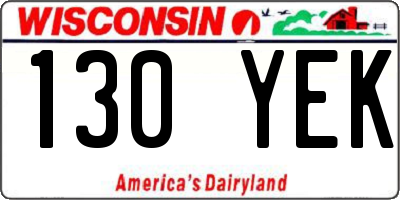 WI license plate 130YEK