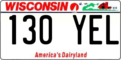WI license plate 130YEL