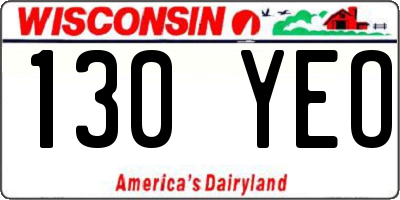 WI license plate 130YEO