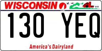 WI license plate 130YEQ
