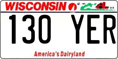 WI license plate 130YER