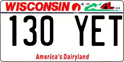 WI license plate 130YET