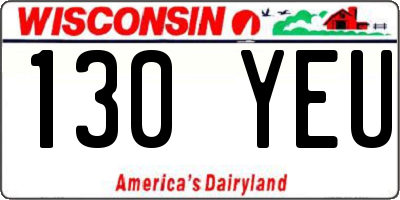 WI license plate 130YEU