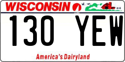 WI license plate 130YEW