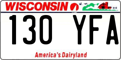 WI license plate 130YFA