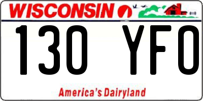WI license plate 130YFO