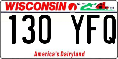 WI license plate 130YFQ