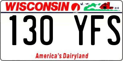 WI license plate 130YFS