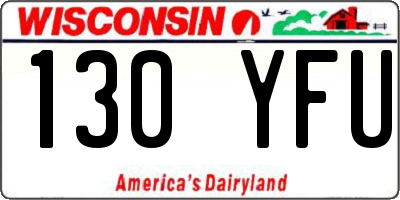 WI license plate 130YFU
