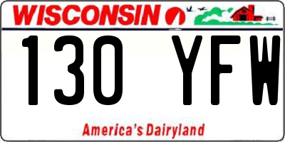 WI license plate 130YFW