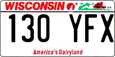 WI license plate 130YFX