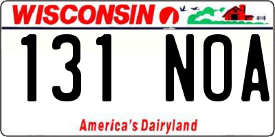 WI license plate 131NOA