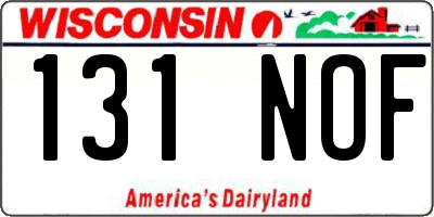 WI license plate 131NOF