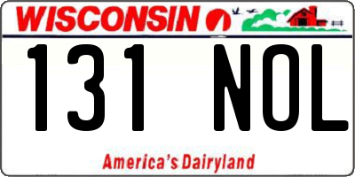 WI license plate 131NOL