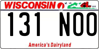 WI license plate 131NOO